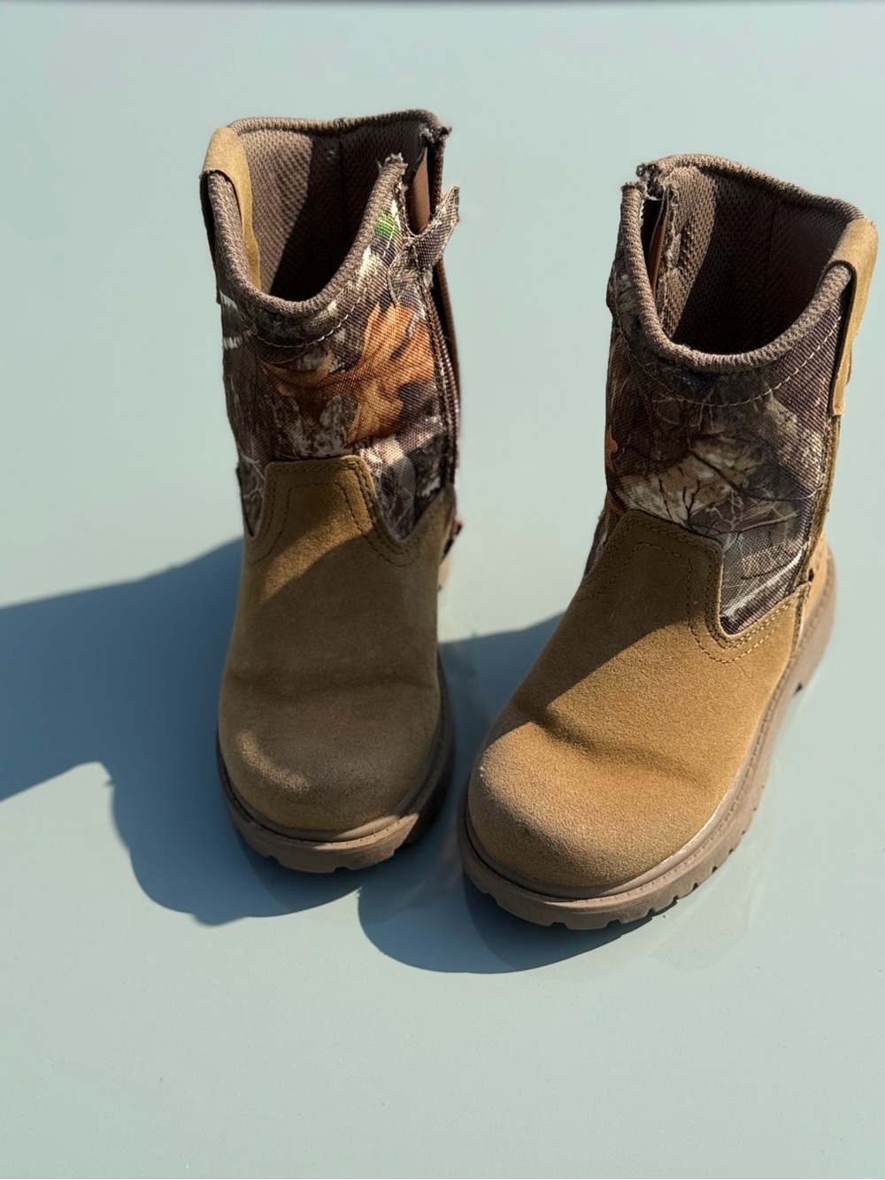Magellan Outdoors Kids Brown Tan Camo Zip Boots
